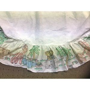 VTG 1992 Little Bedding Red Calliope Crib Ruffle Jungle Animals